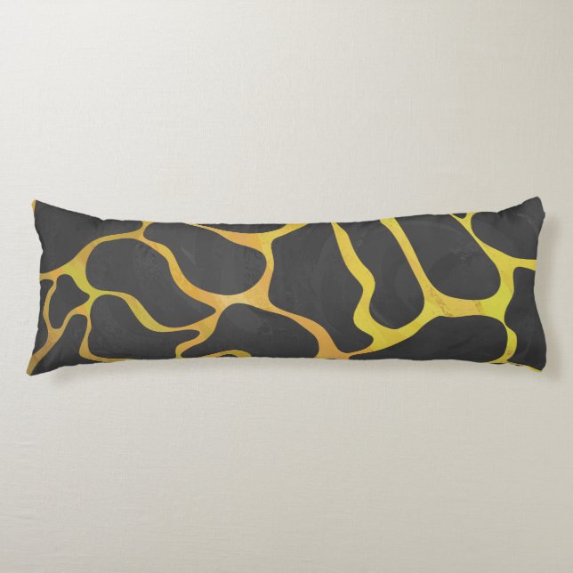 Giraffe Black and Yellow Print Body Pillow (Front)