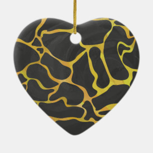 Giraffe Black and Yellow Print Ceramic Ornament