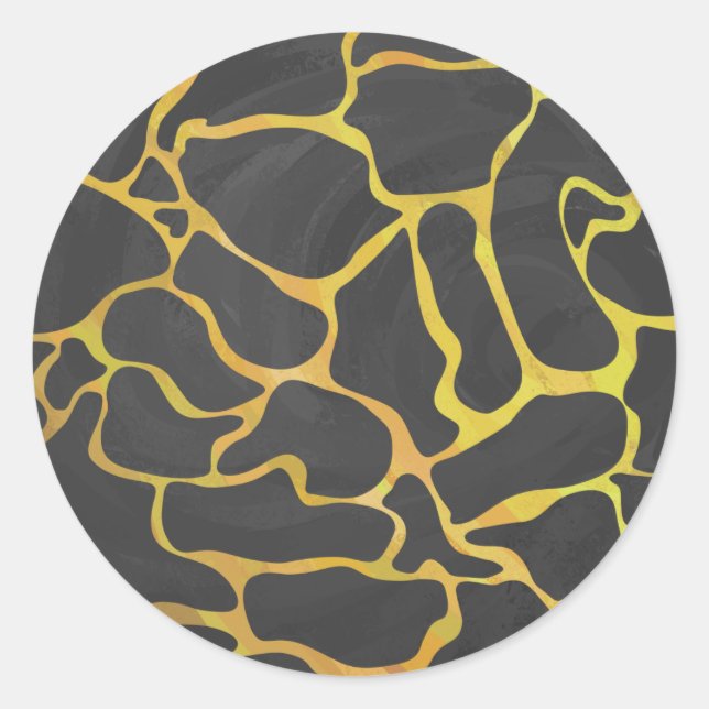 Giraffe Black and Yellow Print Classic Round Sticker (Front)