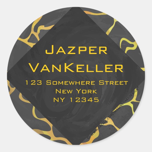 Giraffe Black and Yellow Print Classic Round Sticker (Front)