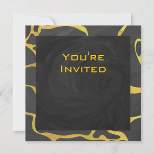 Giraffe Black and Yellow Print Invitation