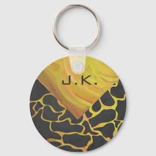 Giraffe Black and Yellow Print Keychain