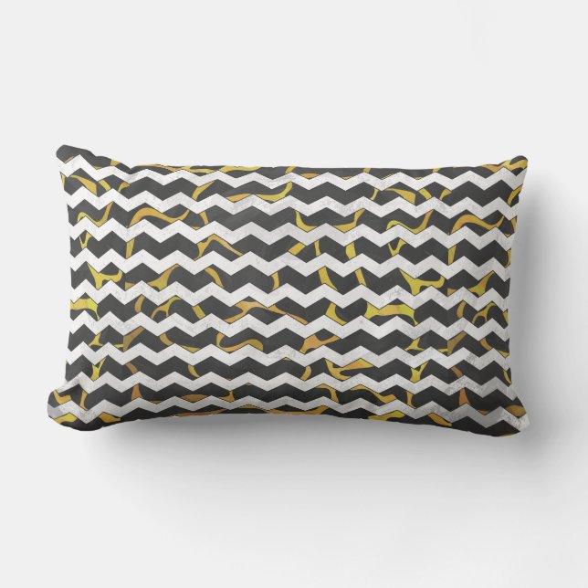 Giraffe Black and Yellow Print Lumbar Pillow (Front)