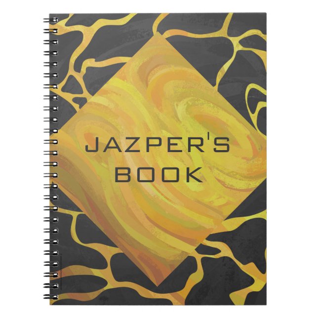Giraffe Black and Yellow Print Notebook (Front)