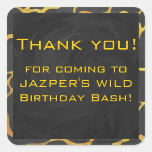 Giraffe Black and Yellow Print Square Sticker