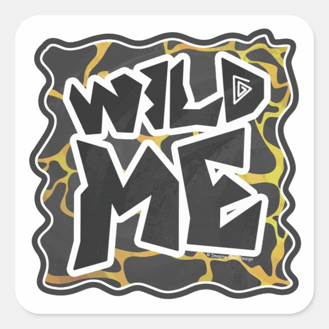 Giraffe Black and Yellow Print Square Sticker (Front)