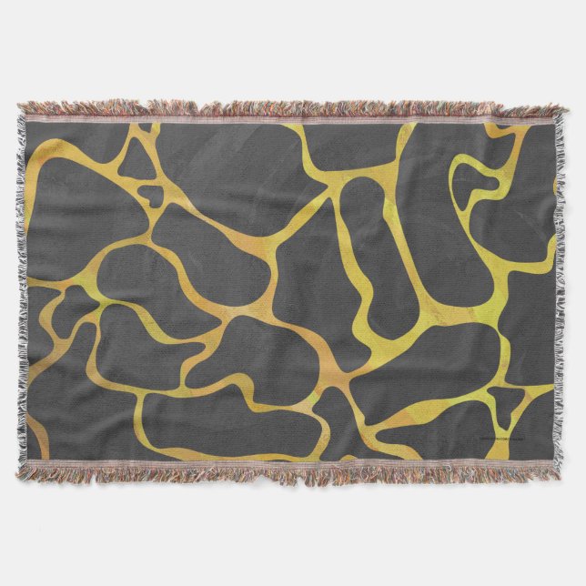 Giraffe Black and Yellow Print Throw Blanket (Front)