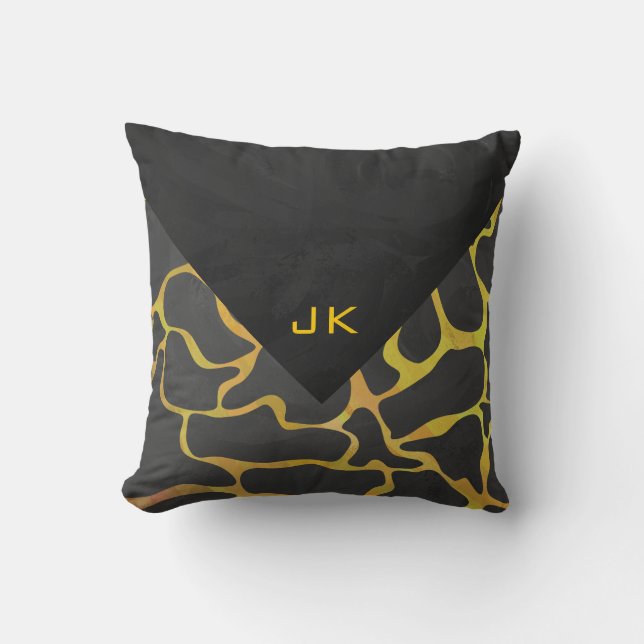 Giraffe Black and Yellow Print Throw Pillow (Front)