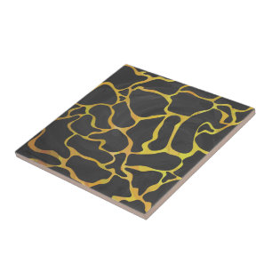 Giraffe Black and Yellow Print Tile