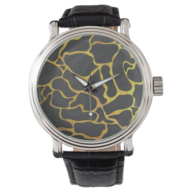 Giraffe Black and Yellow Print Watch (Front)