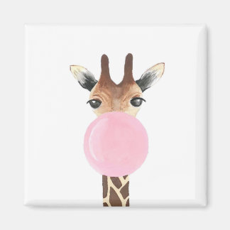 Giraffe blowing bubblegum magnet