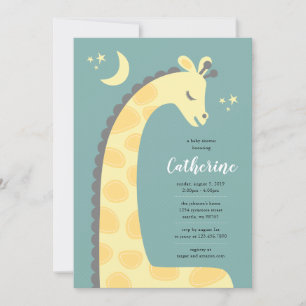 Giraffe Blue Arrière - plan Baby shower Invitation