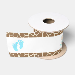 Giraffe Blue Boy Baby Shower Satin Ribbon
