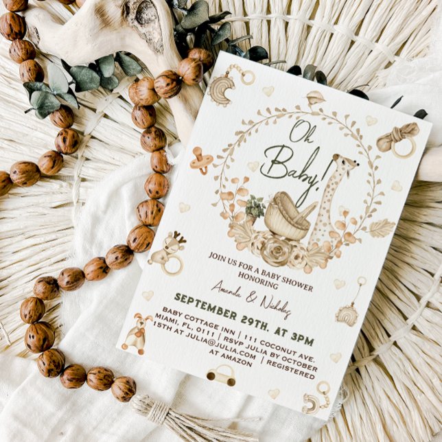 Giraffe Boho Nursery Baby Shower Invitation (Creator Uploaded)