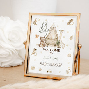 Giraffe Boho Nursery Baby Shower Welcome Poster