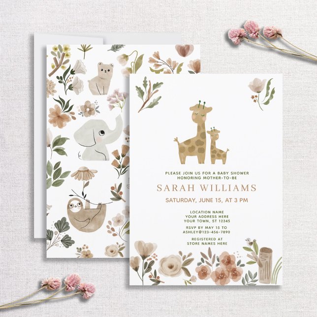 Giraffe Boho Safari Animals Baby Shower Invitation (Creator Uploaded)