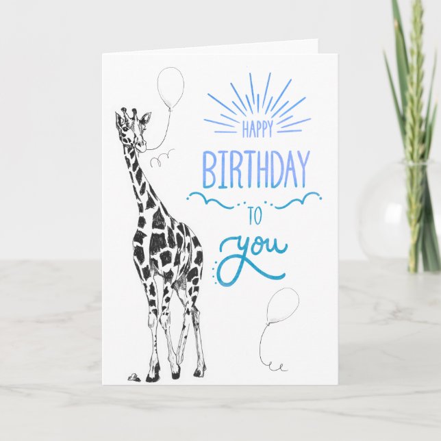 Giraffe Bonne Carte d'Anniversaire (Devant)