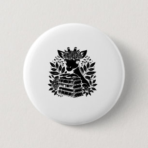 Giraffe Books Bookworm Library Book Reading Biblio 2 Inch Round Button