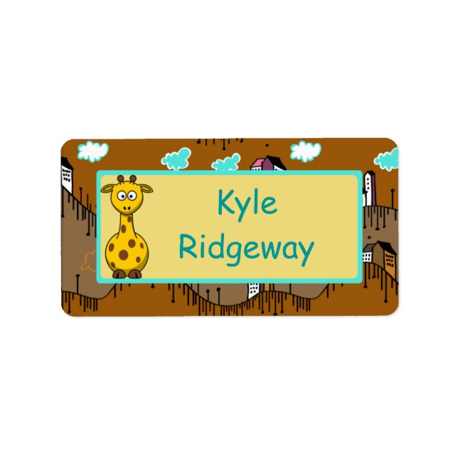 Giraffe - Boys school name label (Front)
