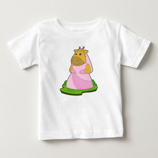 Giraffe Bride Veil Wedding Baby T-Shirt (Front)