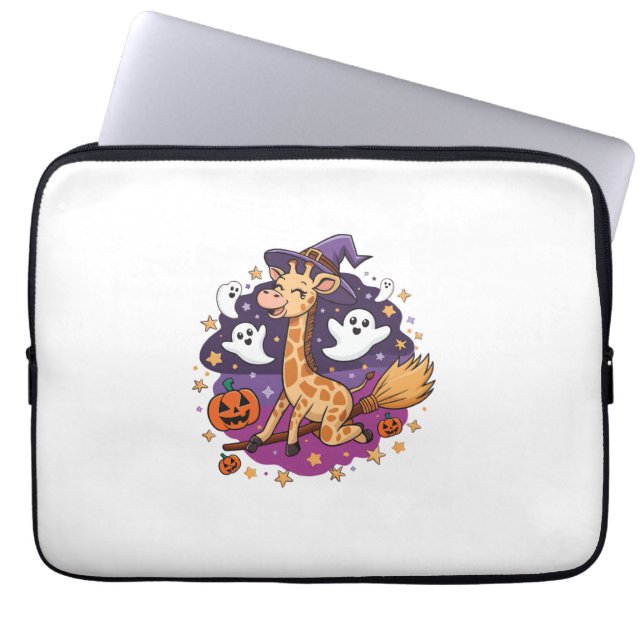 Giraffe Broomstick   Laptop Sleeve (Front)