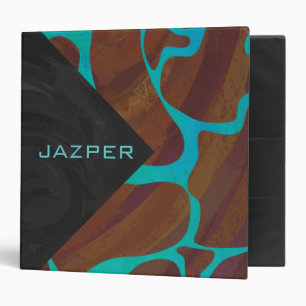 Giraffe Brown and Teal Print Binder