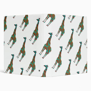 Giraffe Brown and Teal Print Binder