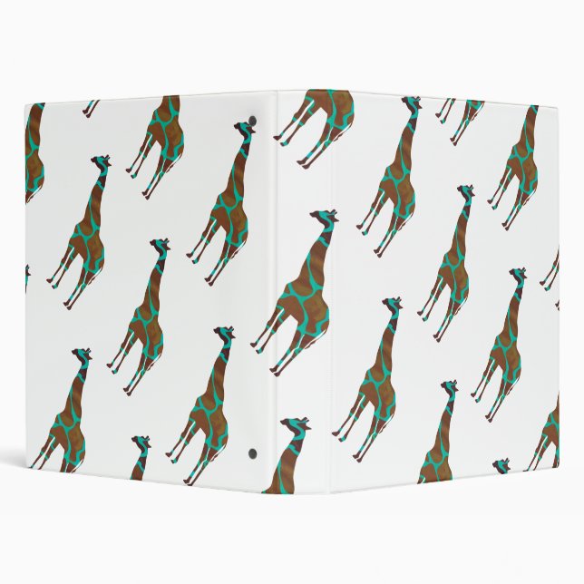 Giraffe Brown and Teal Print Binder (Background)