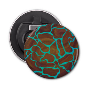 Giraffe Brown and Teal Print Bottle Opener