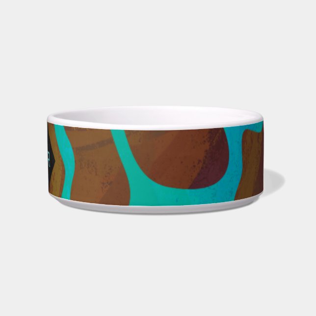 Giraffe Brown and Teal Print Bowl (Right)