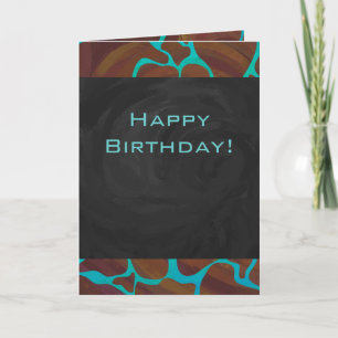 Giraffe Brown and Teal Print Card