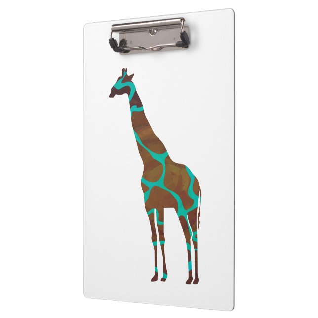 Giraffe Brown and Teal Print Clipboard (Left)