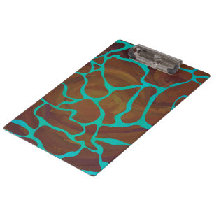 Giraffe Brown and Teal Print Clipboard