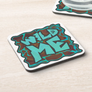 Giraffe Brown and Teal Print Coaster