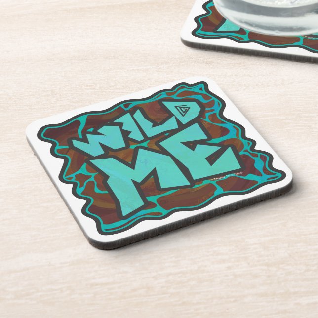 Giraffe Brown and Teal Print Coaster (Left Side)