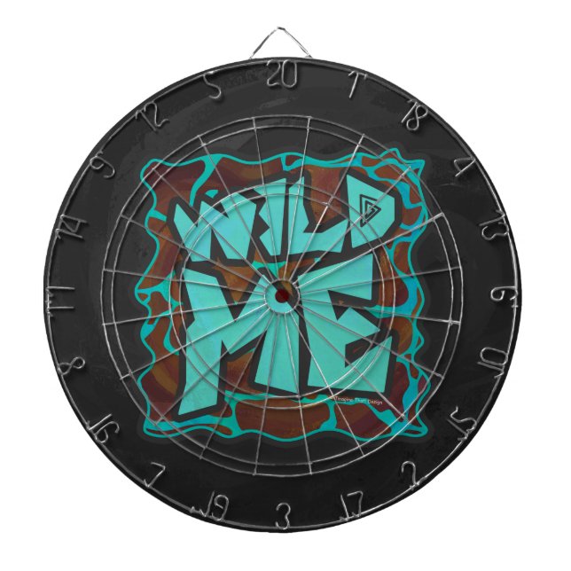 Giraffe Brown and Teal Print Dartboard (Front)