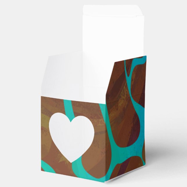 Giraffe Brown and Teal Print Favor Box (Opened)
