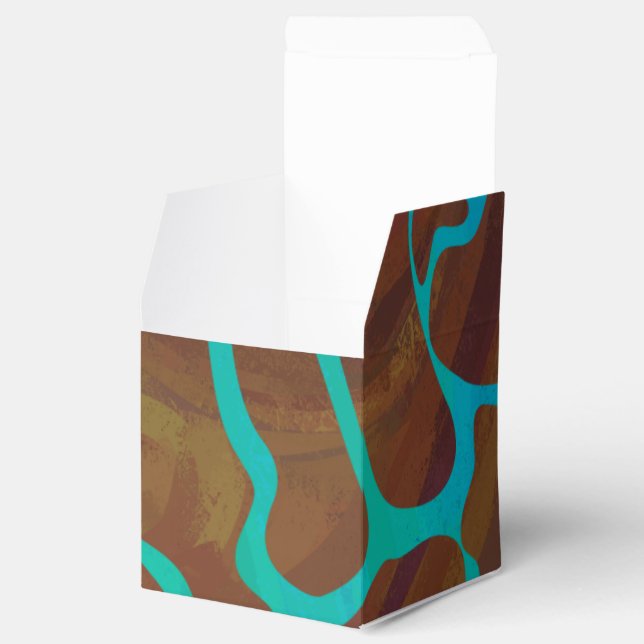 Giraffe Brown and Teal Print Favor Box (Opened)