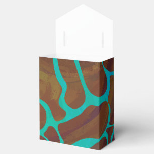 Giraffe Brown and Teal Print Favor Box