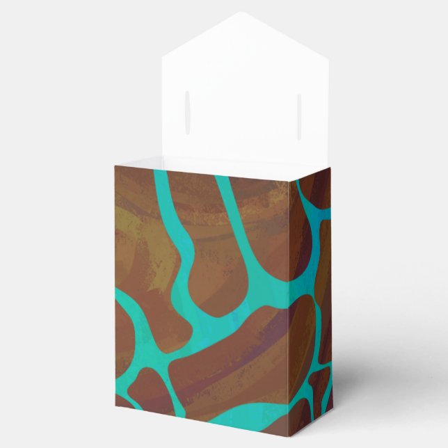 Giraffe Brown and Teal Print Favor Box (Opened)