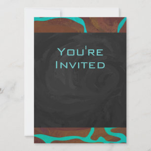 Giraffe Brown and Teal Print Invitation