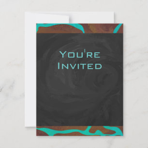 Giraffe Brown and Teal Print Invitation