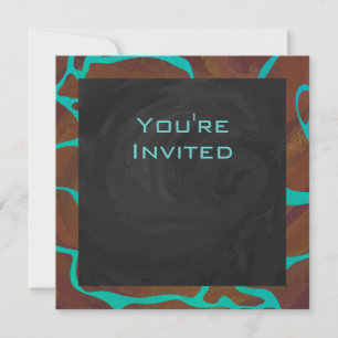 Giraffe Brown and Teal Print Invitation