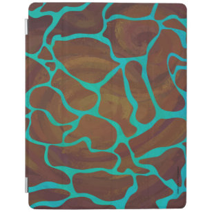 Giraffe Brown and Teal Print iPad Cover