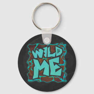 Giraffe Brown and Teal Print Keychain