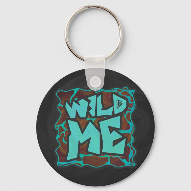 Giraffe Brown and Teal Print Keychain (Front)