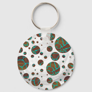 Giraffe Brown and Teal Print Keychain