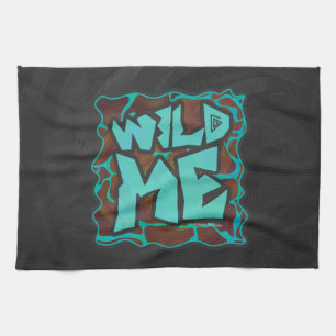 Giraffe Brown and Teal Print Kitchen Towel