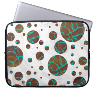 Giraffe Brown and Teal Print Laptop Sleeve