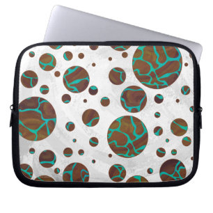 Giraffe Brown and Teal Print Laptop Sleeve